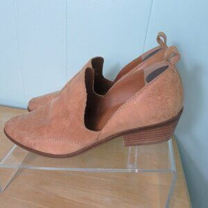 Lucky Brand Leather Block Heel Shoes Booties Tan Size 7 M